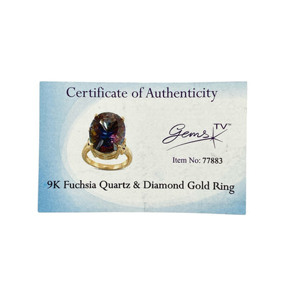 9ct Gold Diamond & Fuchsia Set Dress Ring