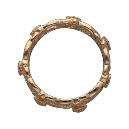 14ct Gold & Diamond Set Flower Wide Band Ring