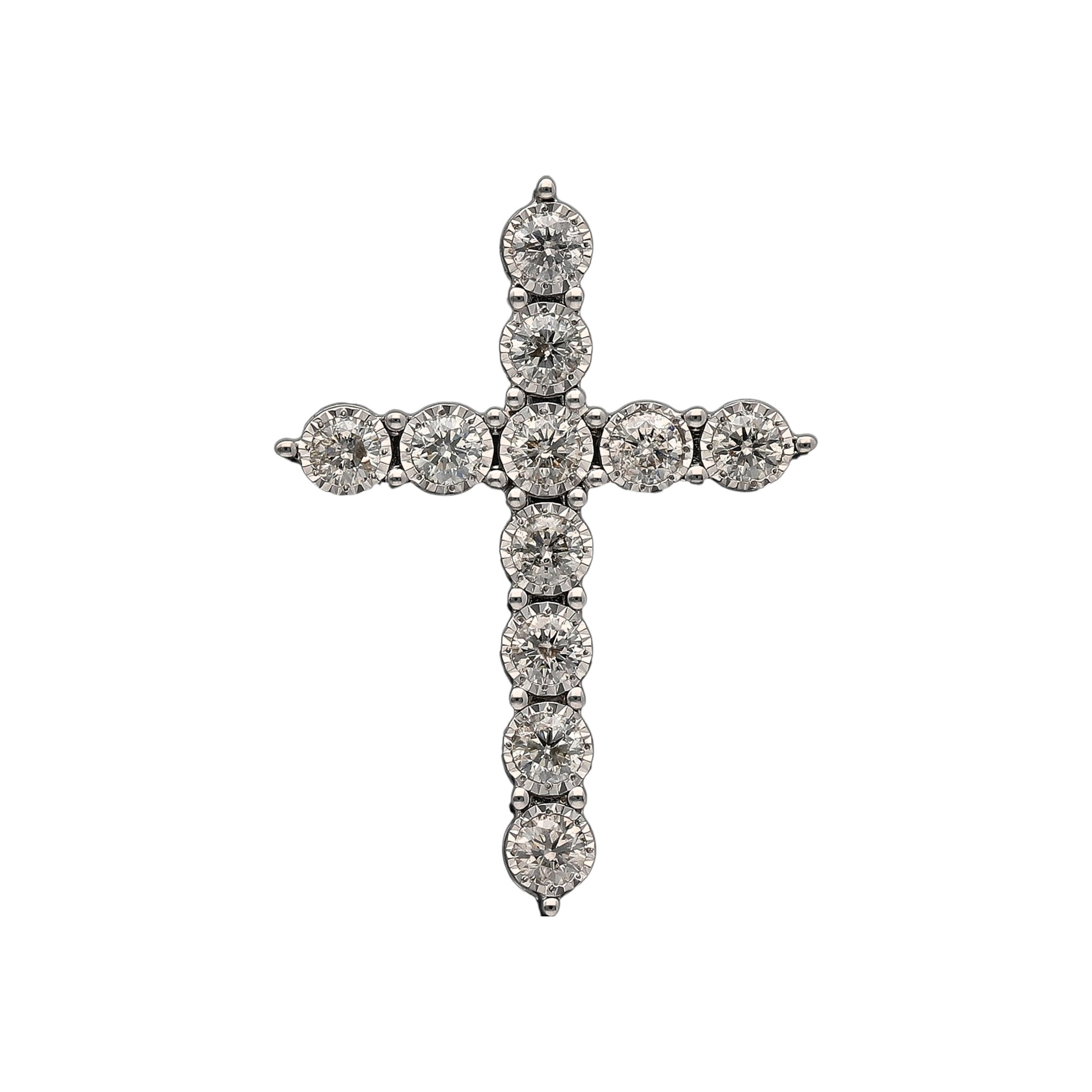 New 9ct White Gold & Diamond Set Cross Pendant