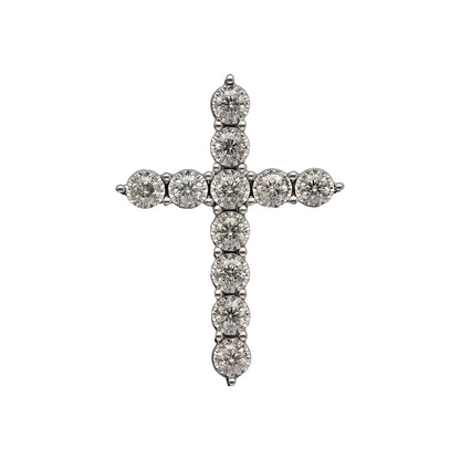 New 9ct White Gold & Diamond Set Cross Pendant