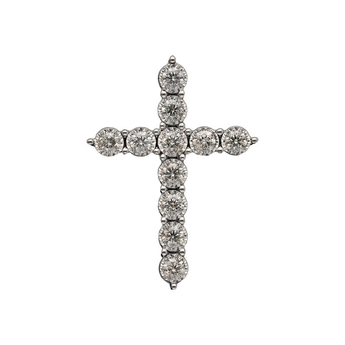 New 9ct White Gold & Diamond Set Cross Pendant