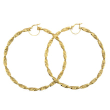Load image into Gallery viewer, New 9ct Gold 77mm Greek Key Twisted Creole Hoop Earrings
