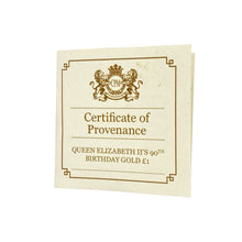 Load image into Gallery viewer, 2016 22ct Gold Full Sovereign Queen Elizabeth II 90th Birthday Coin
