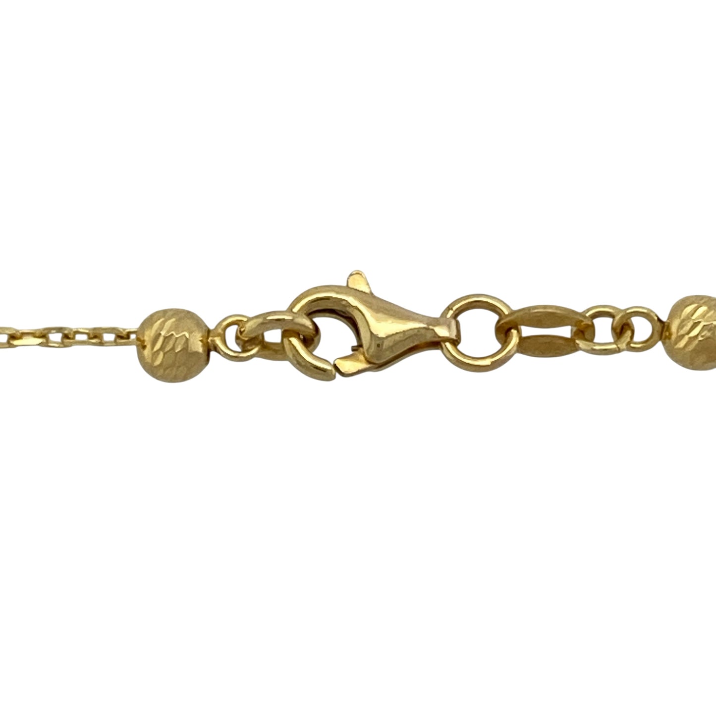 Bring radiant texture and timeless style to your collection with this pre-owned 9ct yellow gold sparkle ball chain link necklace, a versatile piece that catches the light beautifully—perfect for both everyday wear and special occasions.

Design: The necklace features alternating 6mm and 4mm polished gold balls linked in a classic chain style, creating subtle sparkle and movement with every wear.