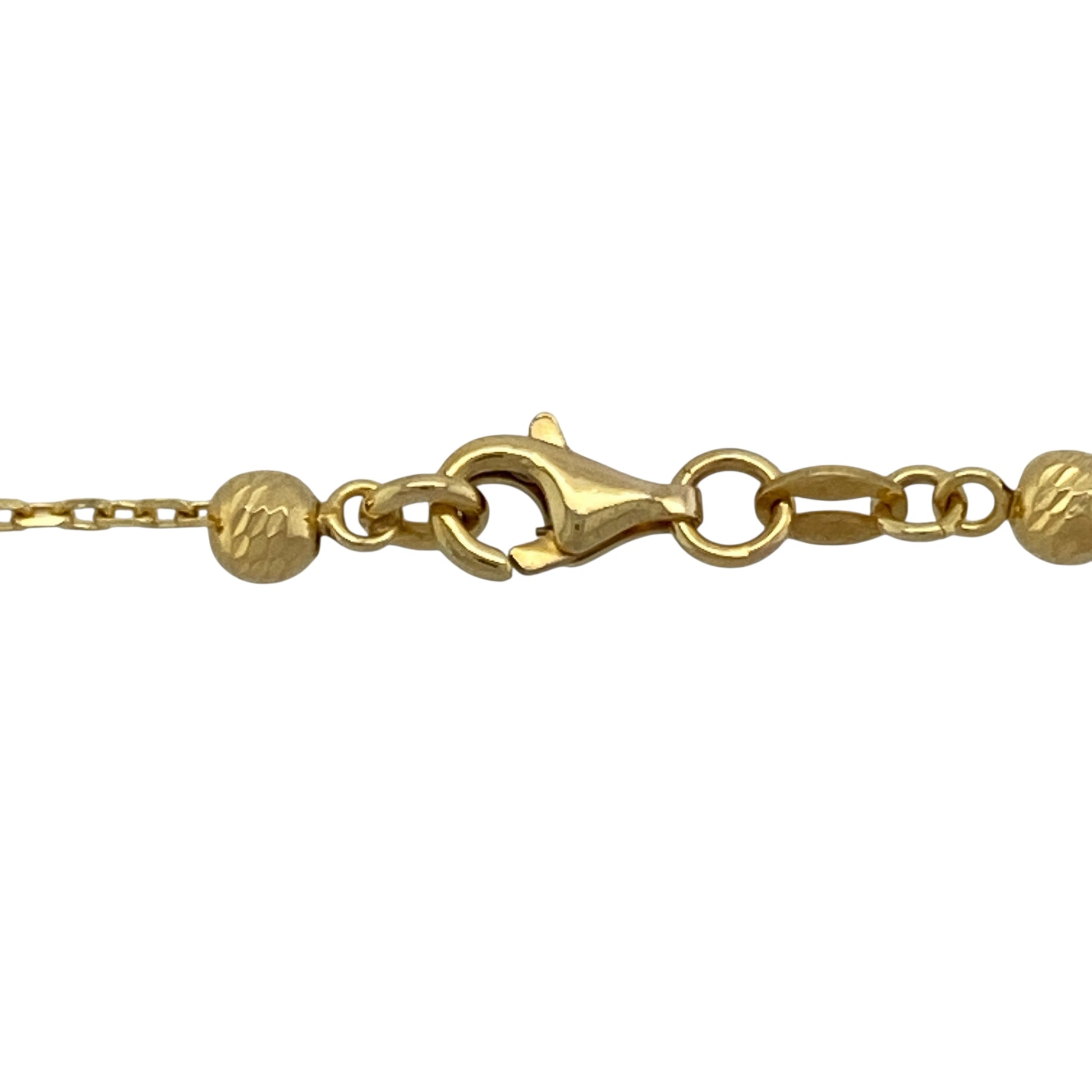 Bring radiant texture and timeless style to your collection with this pre-owned 9ct yellow gold sparkle ball chain link necklace, a versatile piece that catches the light beautifully—perfect for both everyday wear and special occasions.

Design: The necklace features alternating 6mm and 4mm polished gold balls linked in a classic chain style, creating subtle sparkle and movement with every wear.