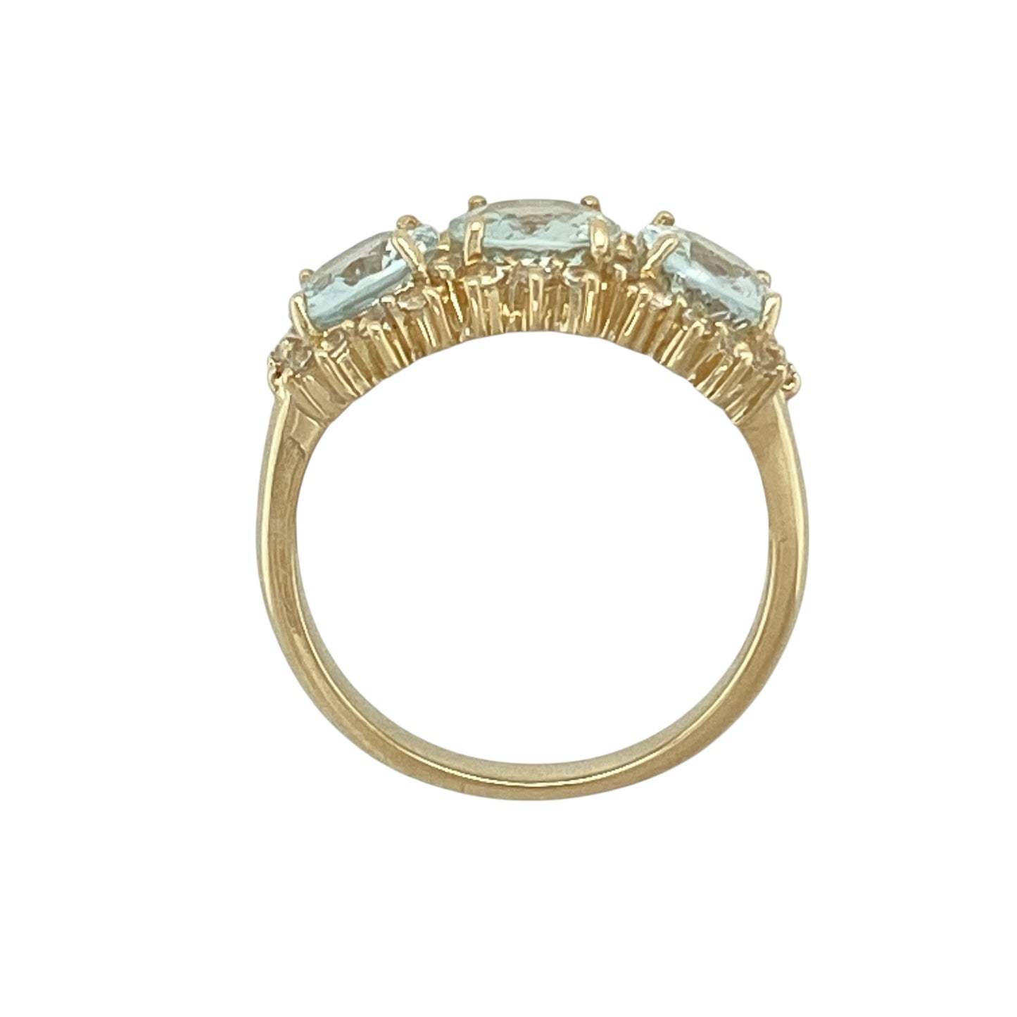 9ct Gold Aquamarine & White Topaz Set Ring