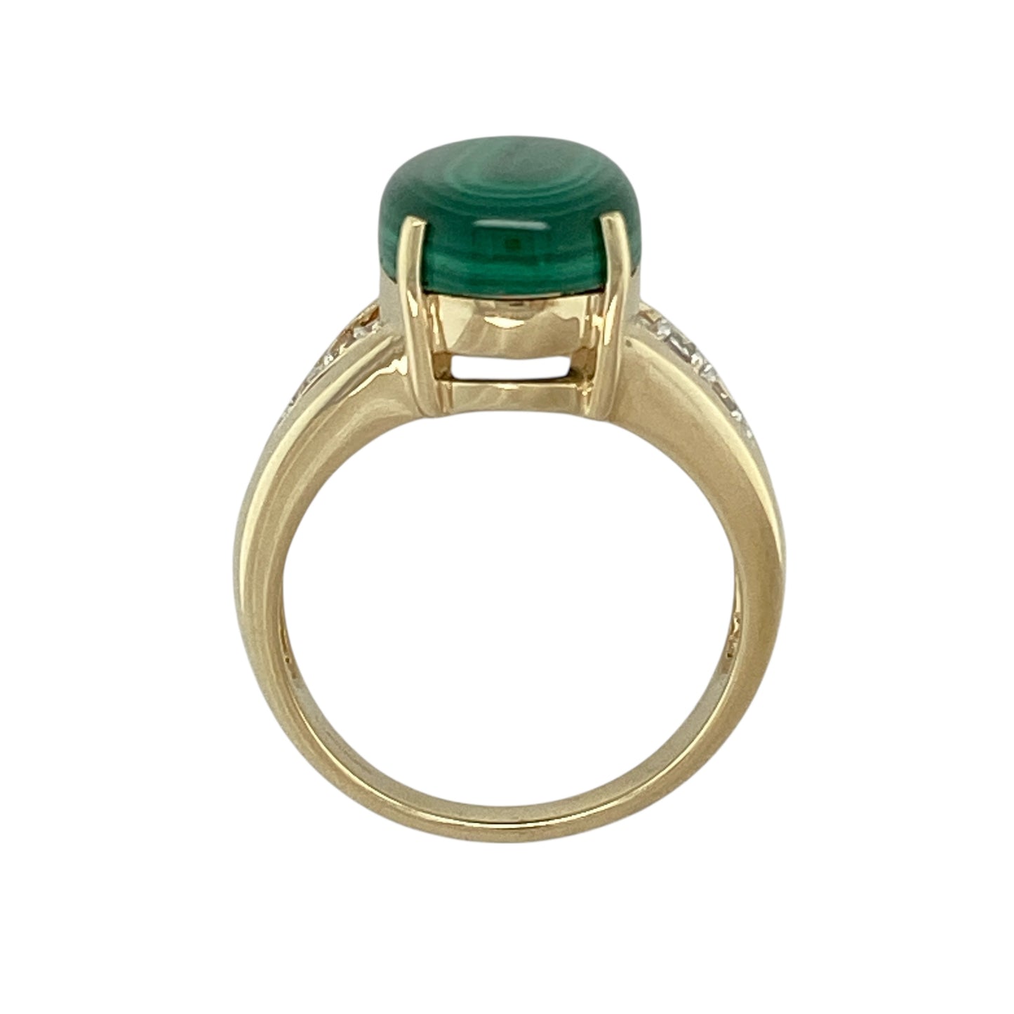 9ct Gold Malachite & White Topaz Set Ring