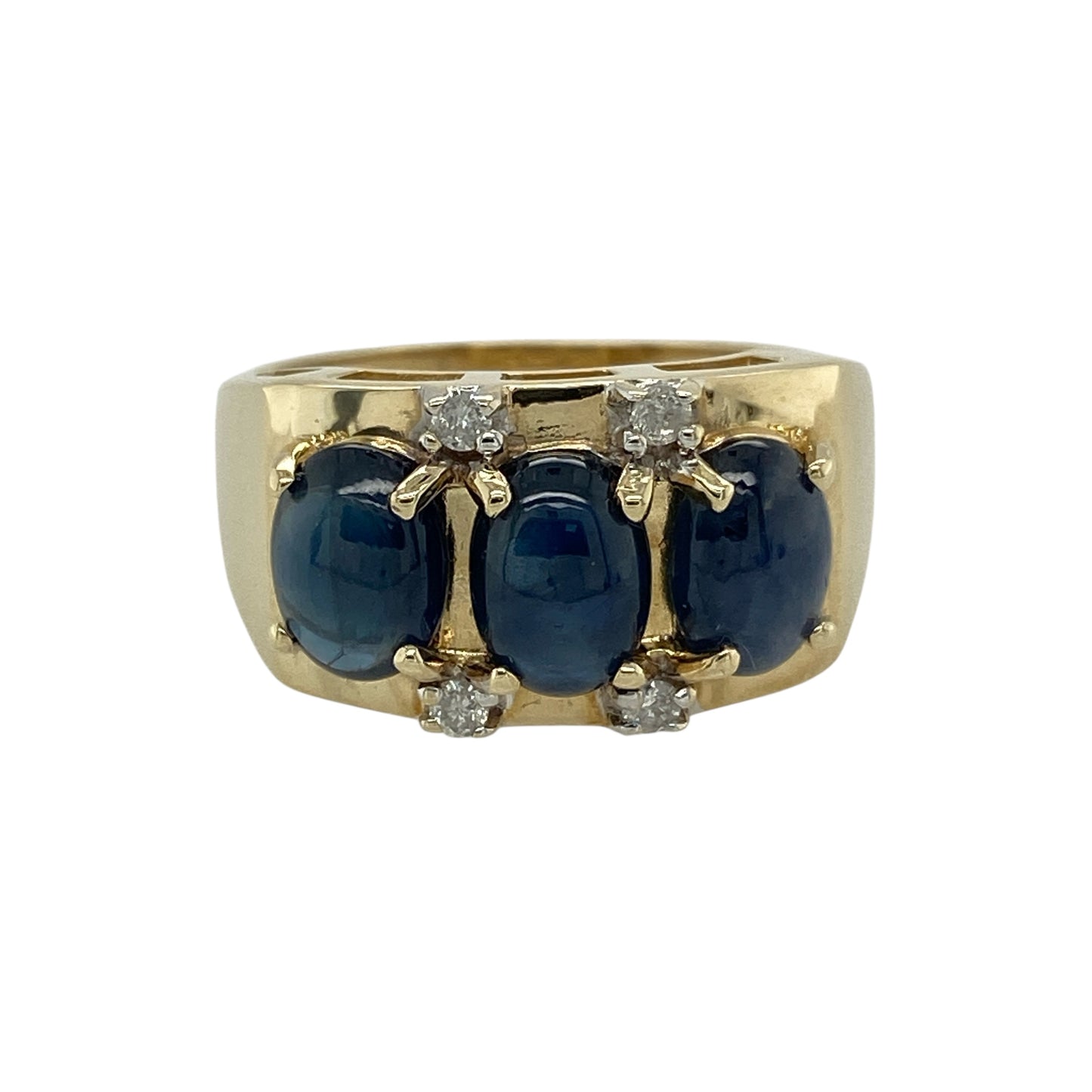 9ct Gold Diamond & Sapphire Set Trilogy Ring
