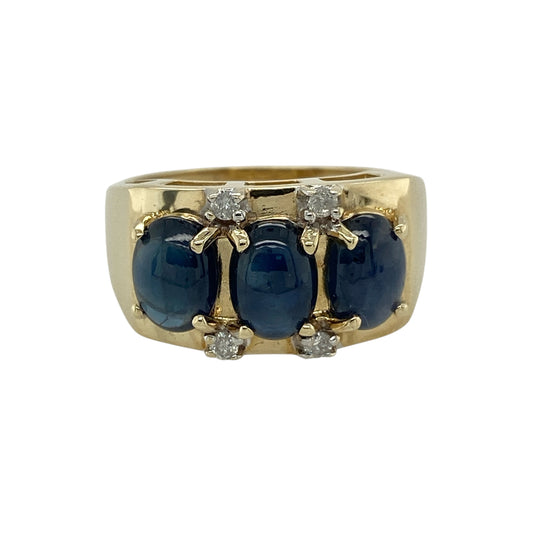 9ct Gold Diamond & Sapphire Set Trilogy Ring