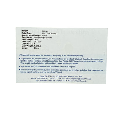 9ct White Gold & Sapphire Set Ring