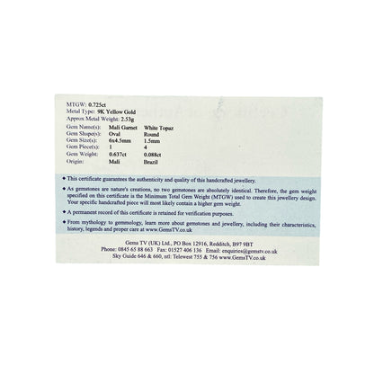 9ct Gold Mali Garnet & White Topaz Set Ring