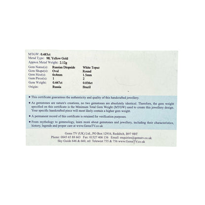 9ct Gold Russian Diopside & White Topaz Set Ring