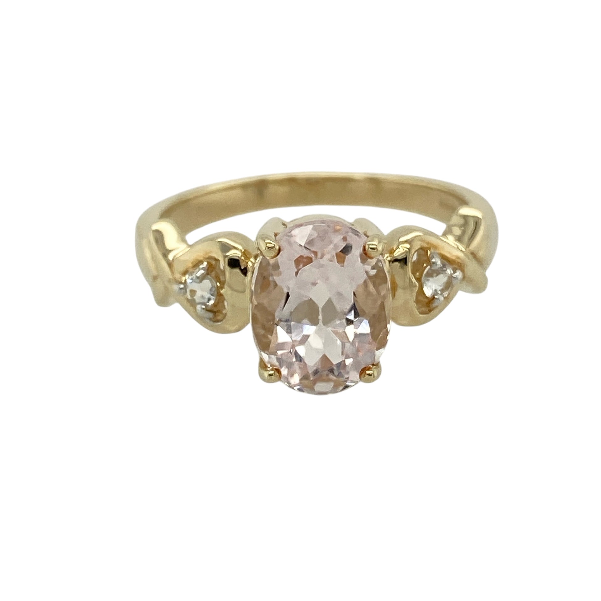 9ct Gold Morganite & White Topaz Set Ring