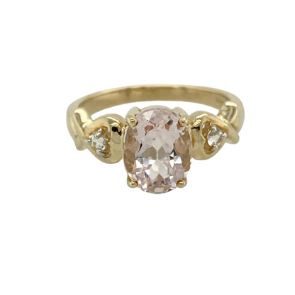 9ct Gold Morganite & White Topaz Set Ring