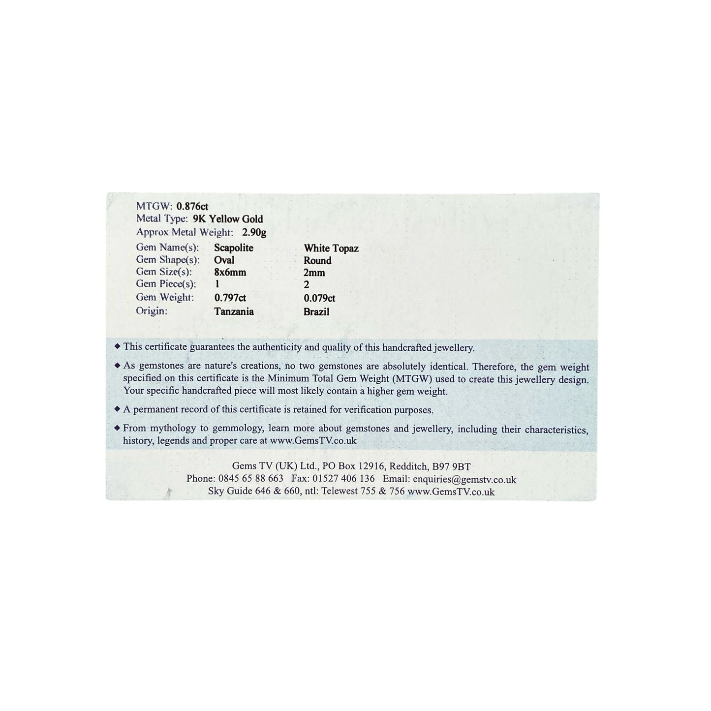 9ct Gold Scapolite & White Topaz Set Ring