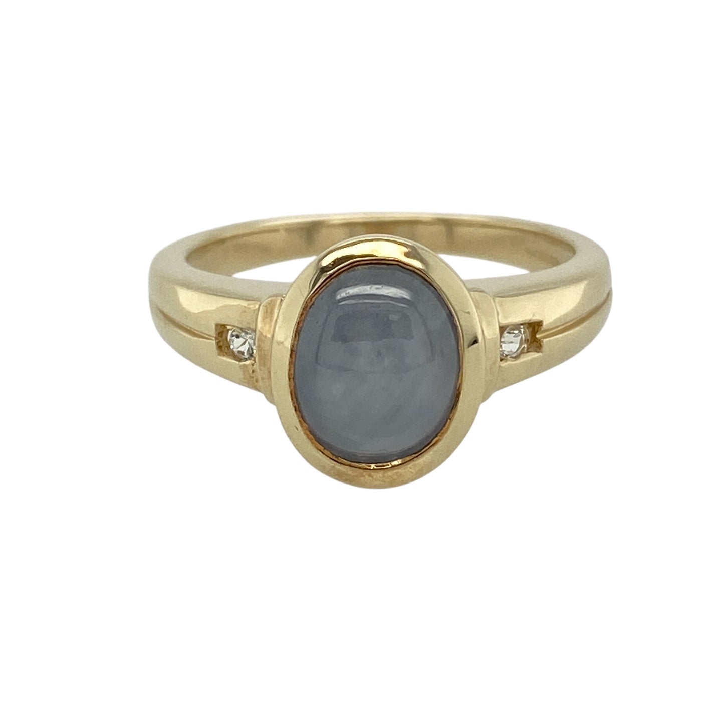 9ct Gold Sri Lankan Star Sapphire & White Topaz Set Ring