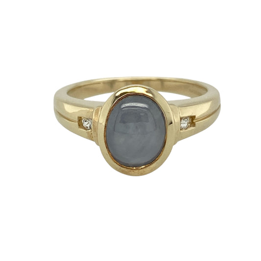 9ct Gold Sri Lankan Star Sapphire & White Topaz Set Ring