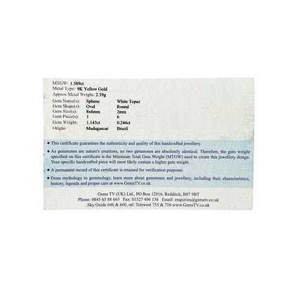 9ct Gold Sphene & White Topaz Set Ring