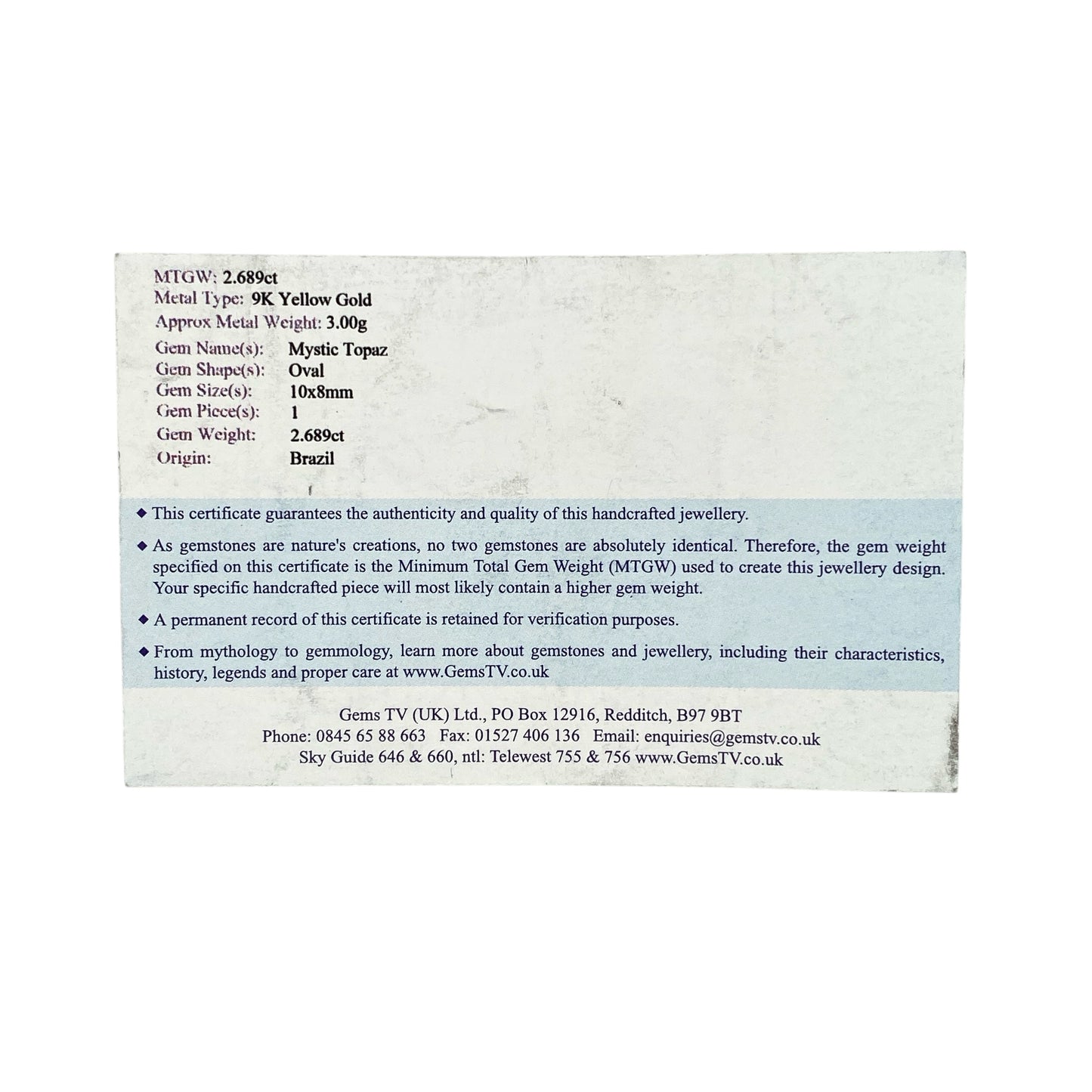 9ct Gold & Mystic Topaz Set Solitaire Ring