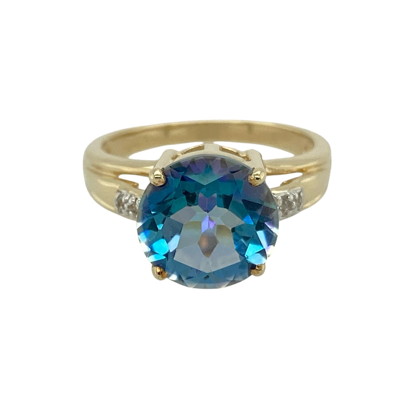 9ct Gold Neptune & White Topaz Set Ring