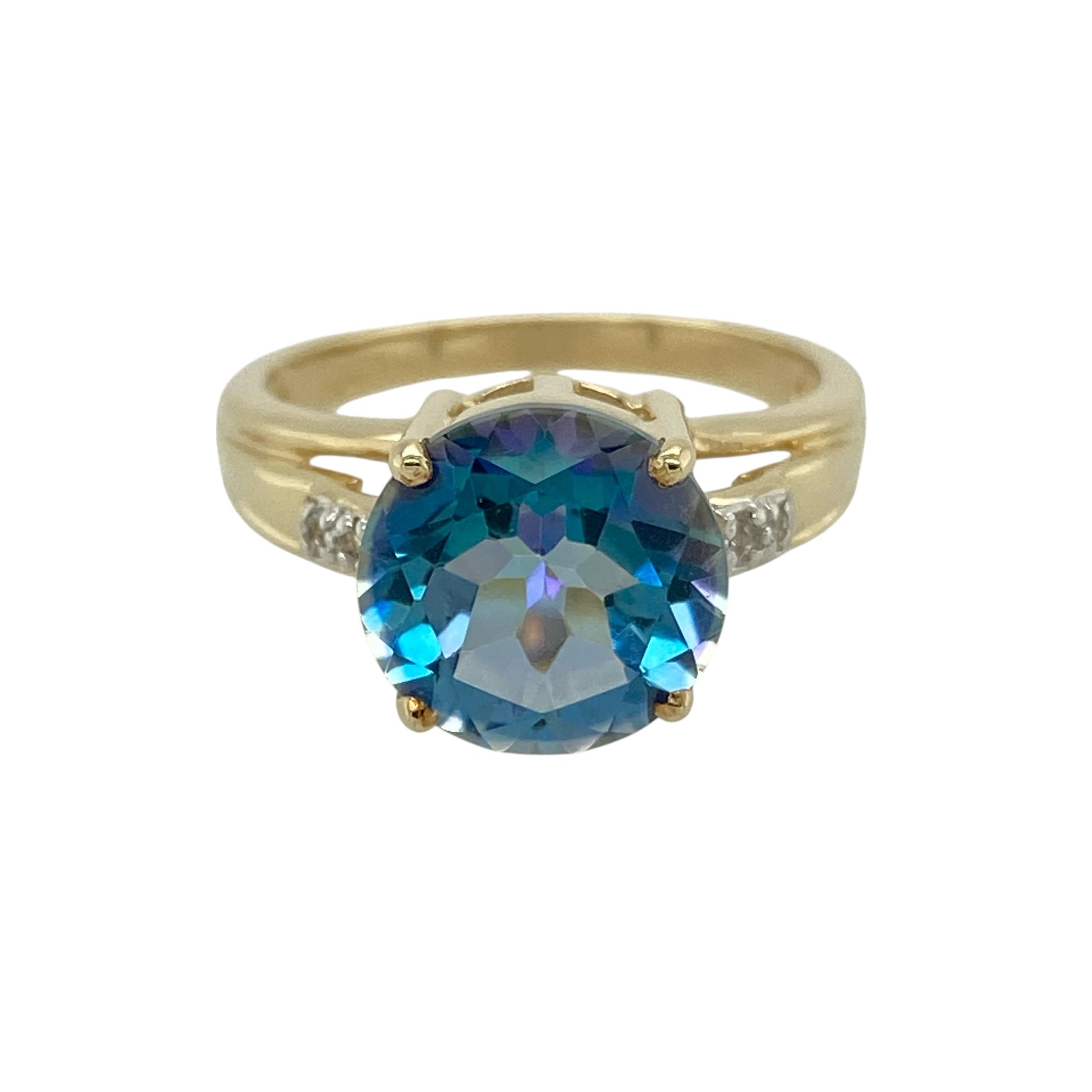 9ct Gold Neptune & White Topaz Set Ring