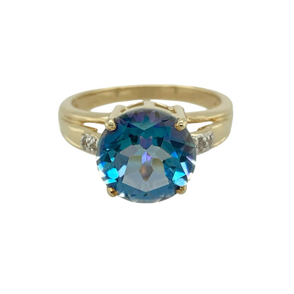 9ct Gold Neptune & White Topaz Set Ring