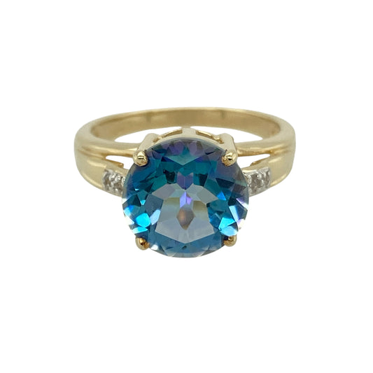 9ct Gold Neptune & White Topaz Set Ring