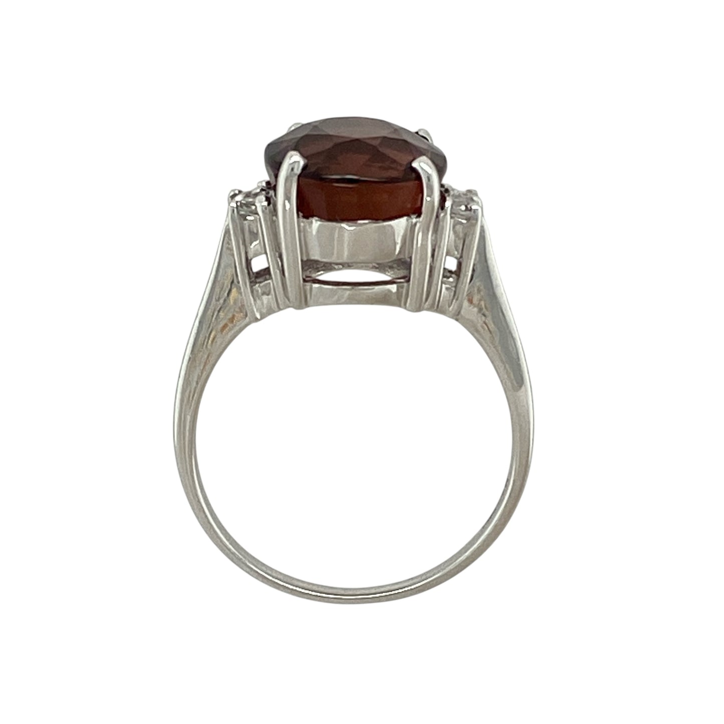 9ct White Gold Apricot Tourmaline & White Topaz Set Ring