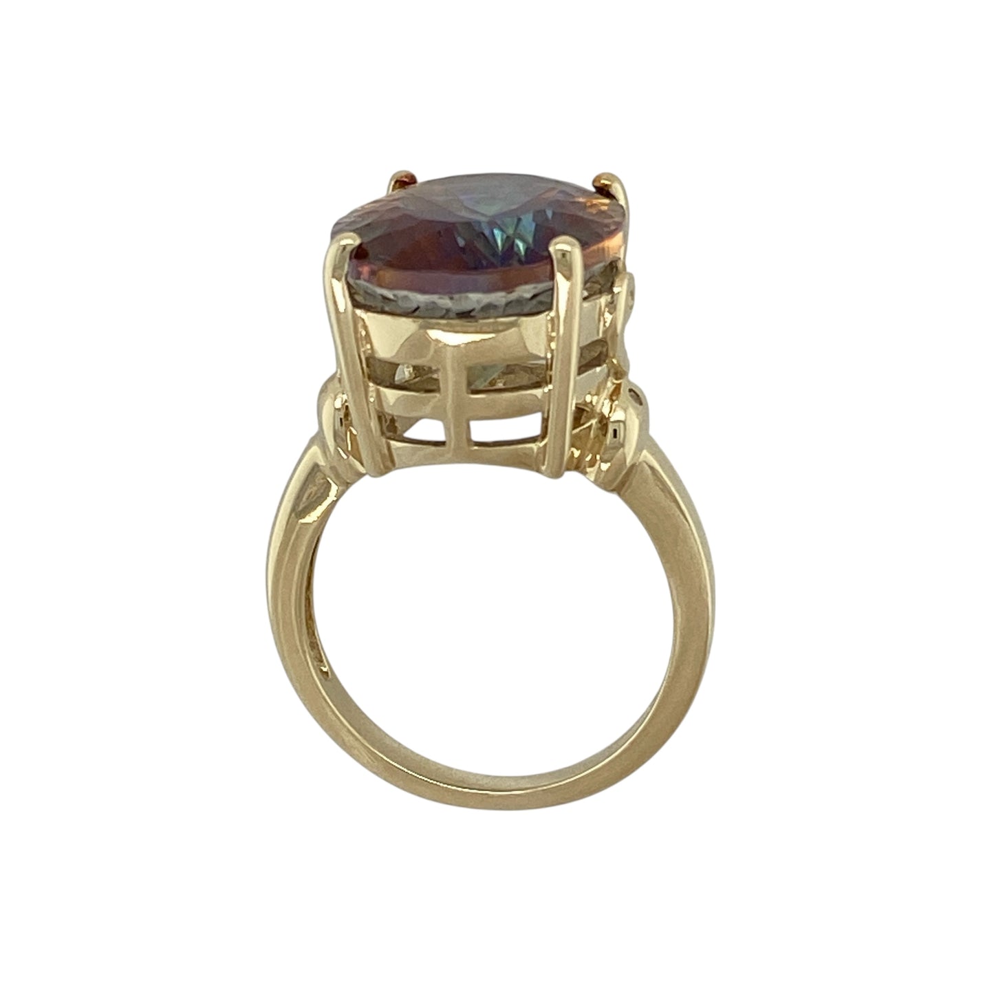 9ct Gold Diamond & Fuchsia Set Dress Ring