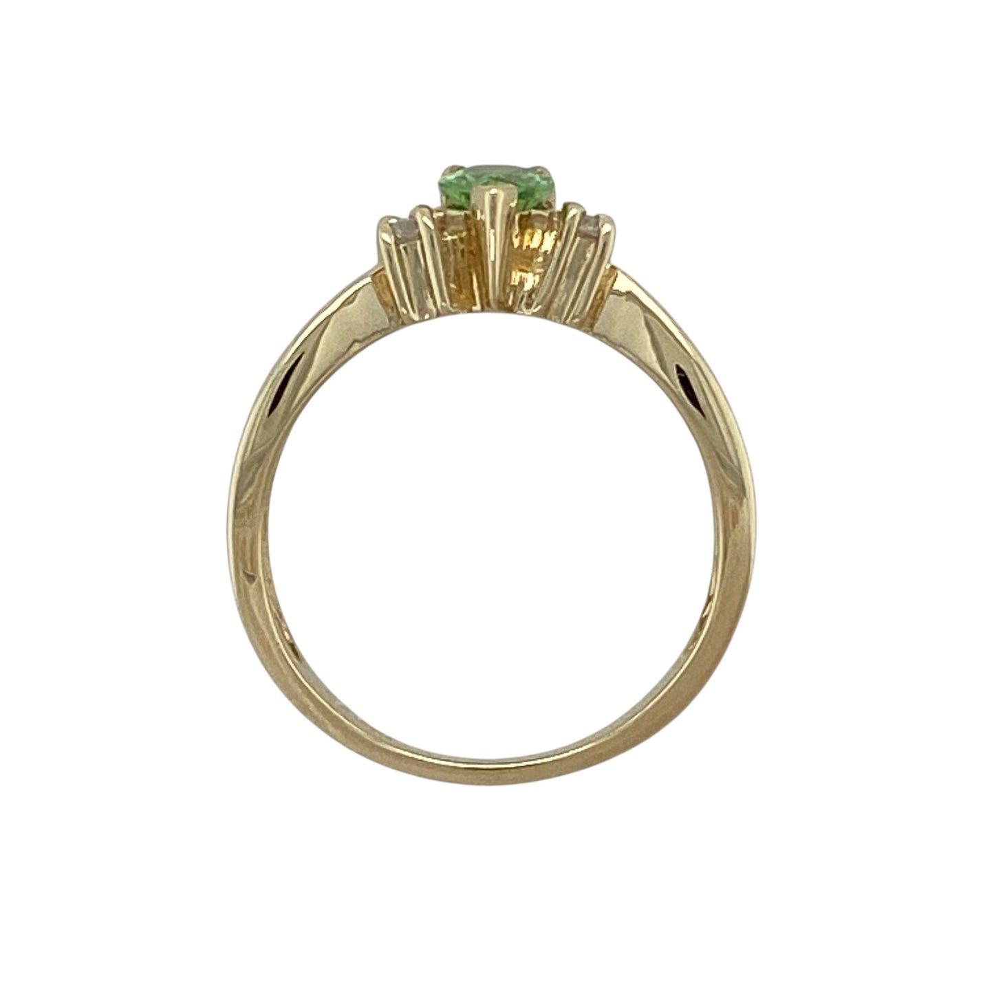 9ct Gold Diamond & Merelani Mint Garnet Set Teardrop Ring
