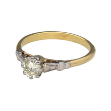 Load image into Gallery viewer, Preowned 18ct Yellow and White Gold &amp; Diamond Set Solitaire Ring in size M with the weight 2.30 grams. The diamond is brilliant cut and is approximate clarity Si1 and colour M - R
