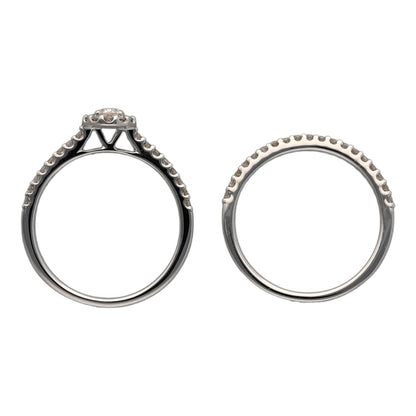 New 9ct White Gold & Diamond Wedding Band Set