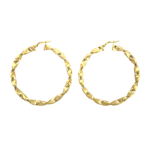 New 9ct Gold 49mm Plain Twisted Creole Earrings