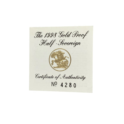 1998 22ct Gold Half Sovereign Coin