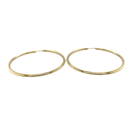9ct Gold Large Plain Hoop Earrings