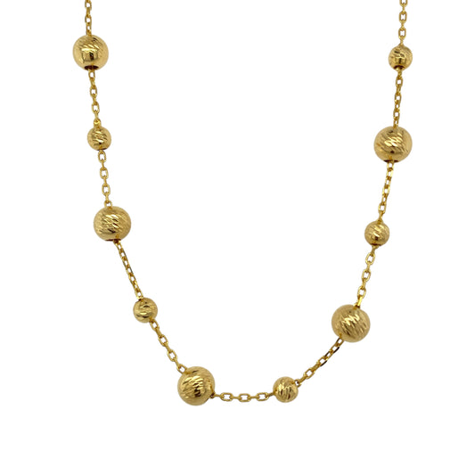 9ct Gold 16" Sparkle Ball Chain Link Necklace