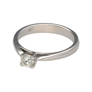 Preowned 18ct White Gold & Diamond Set Solitaire Ring in size M with the weight 3.40 grams. The diamond is approximately 25pt with approximate clarity i1