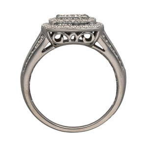 9ct White Gold & Diamond Set Halo Cluster Ring