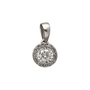 New 9ct White Gold & Diamond Set Halo Pendant