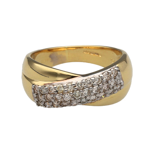 9ct Gold & Diamond Set Wrap Over Band Ring
