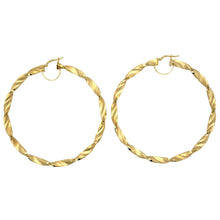 Load image into Gallery viewer, New 9ct Gold 57mm Satin Twisted Creole Earrings
