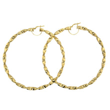 Load image into Gallery viewer, New 9ct Gold 80mm Plain Twisted Creole Earrings

