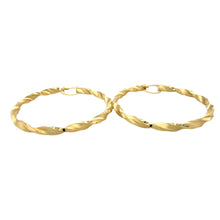 Load image into Gallery viewer, New 9ct Yellow Gold 57mm Satin Twisted Creole Earrings with the weight 5.40 grams
