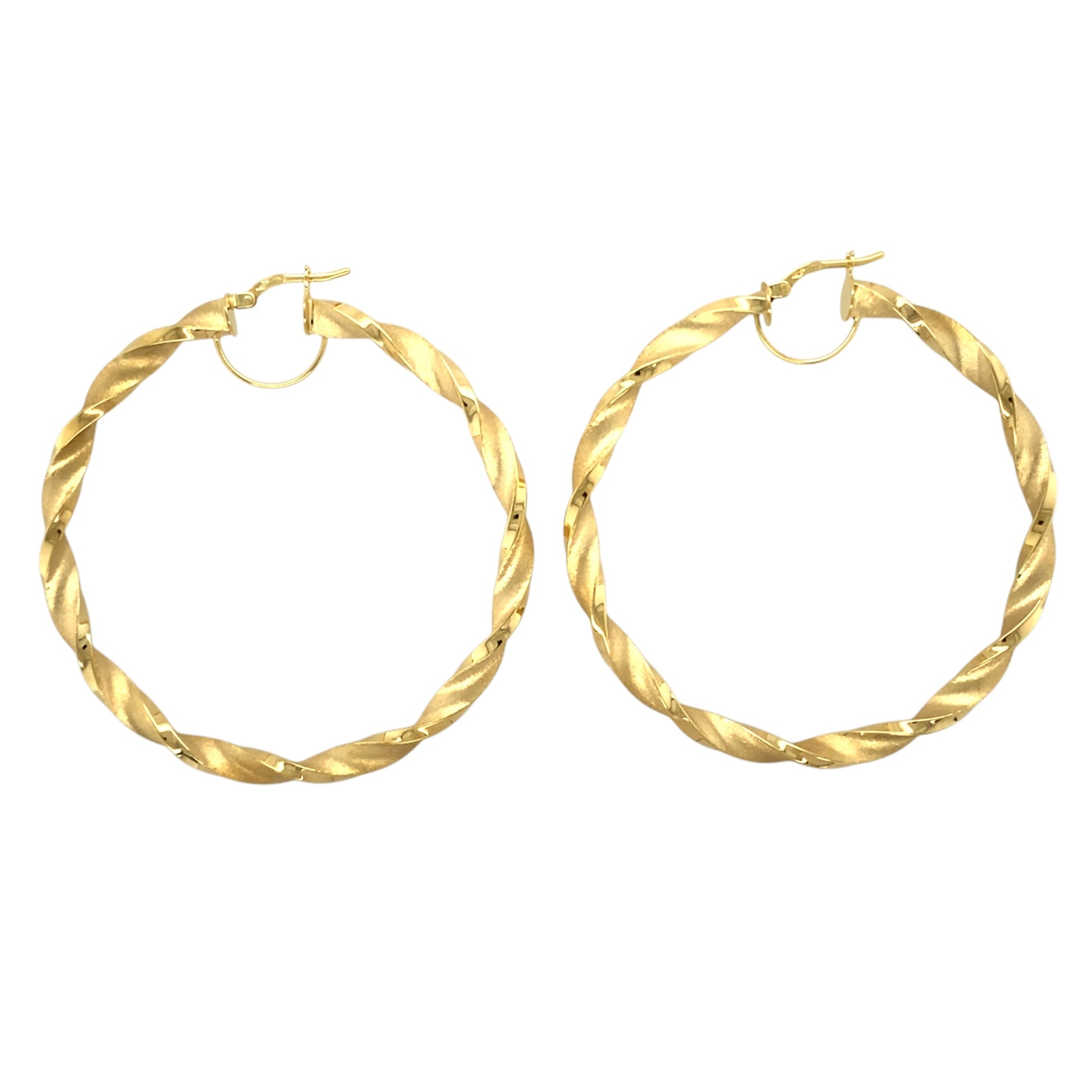 New 9ct Gold 66mm Satin Twisted Creole Earrings