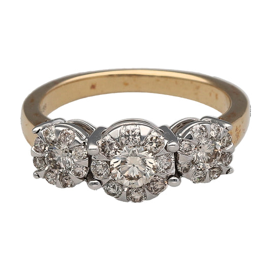 New 9ct Gold & Diamond Set Trilogy Halo Ring