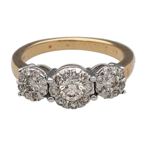 New 9ct Gold & Diamond Set Trilogy Halo Ring