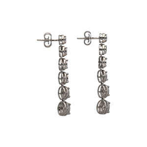 New 9ct White Gold & Diamond Illusion Set Drop Earrings with the weight 5.10 grams. There is approximately 2.13ct of diamond content in total at approximate clarity Si - i1 and colour J - K. The earrings are 3.8cm long each