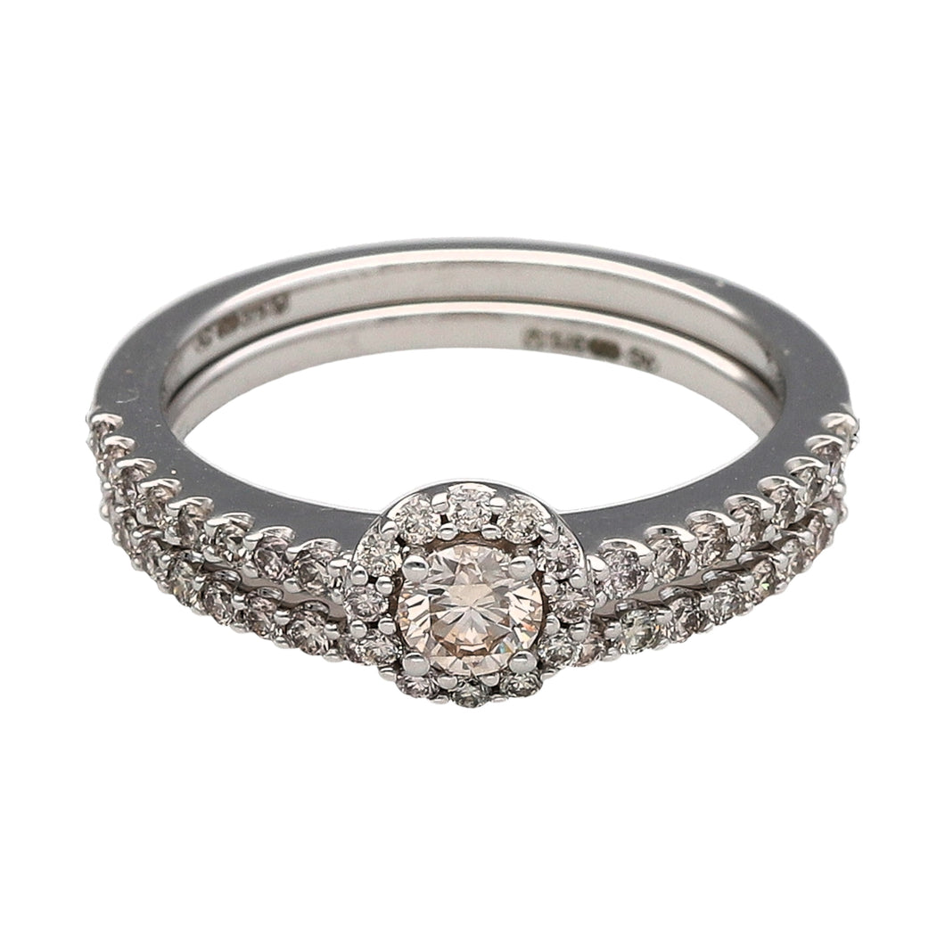 New 9ct White Gold & Diamond Wedding Band Set