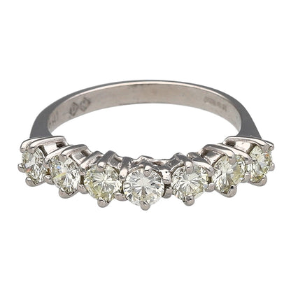 18ct White Gold & Diamond Set Seven Stone Band Ring