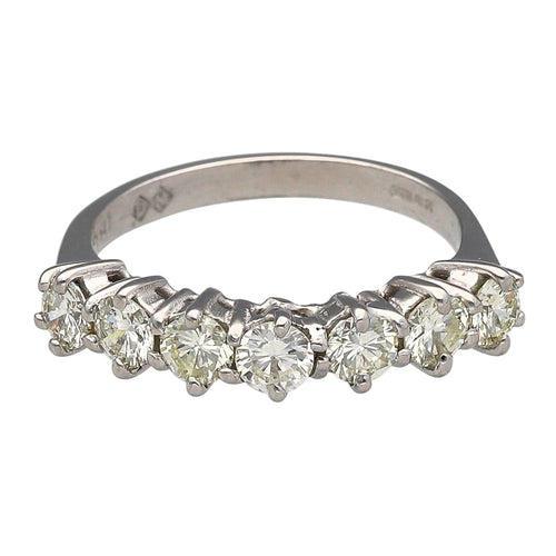 18ct White Gold & Diamond Set Seven Stone Band Ring